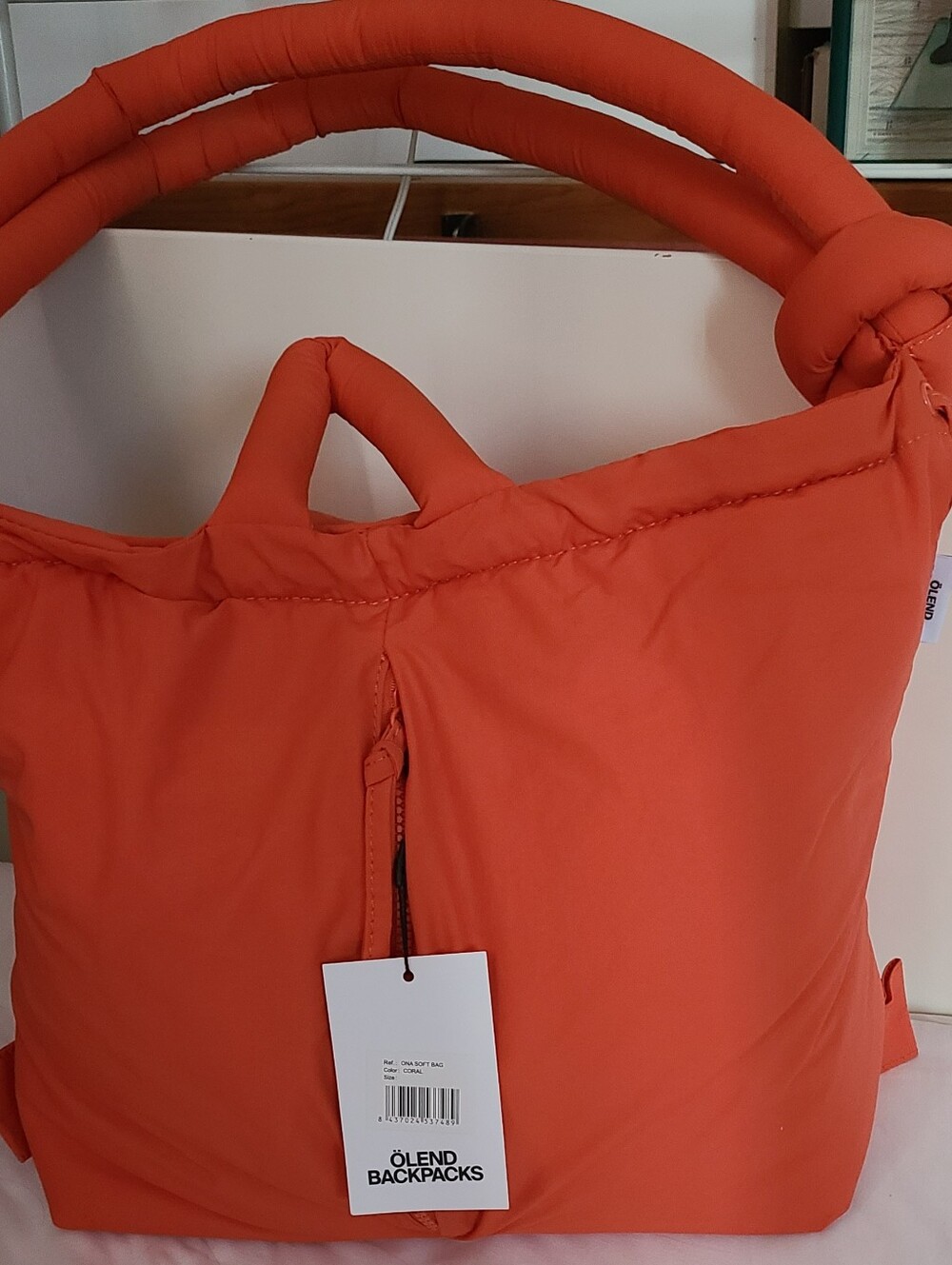 OLEND Orange Puffer Tote Backpack - Women's Bag